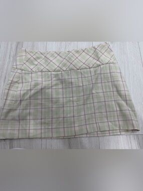 Sunday Best Plaid Mini Skirt in Cream, Light Green and Pink